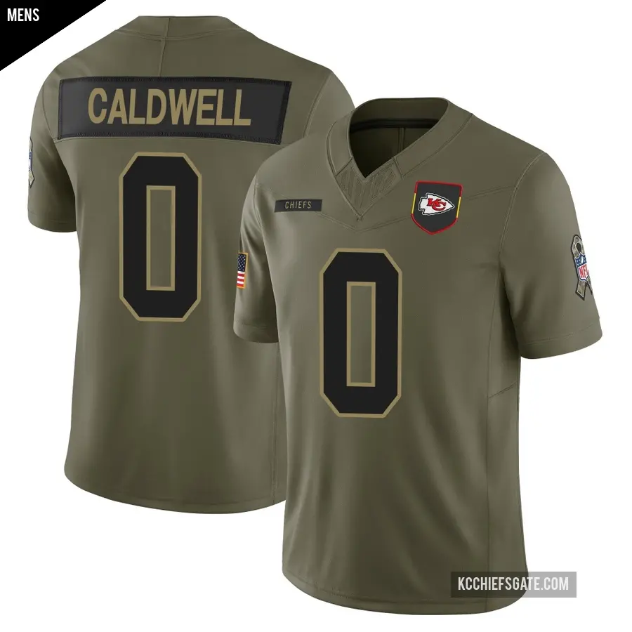 Men's Kansas City Chiefs ＃0 Jeff Caldwell Olive Limited 2025 Salute to Service Jersey