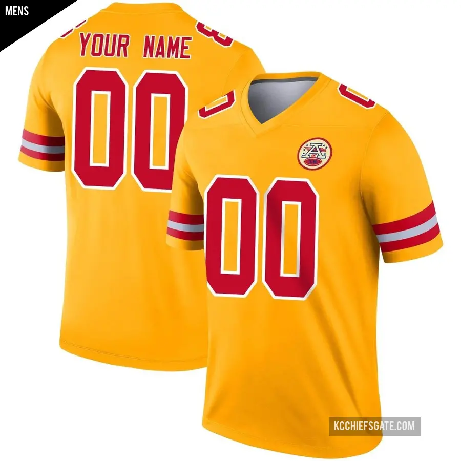 Men's Kansas City Chiefs ＃00 Custom Gold Legend Inverted Jersey