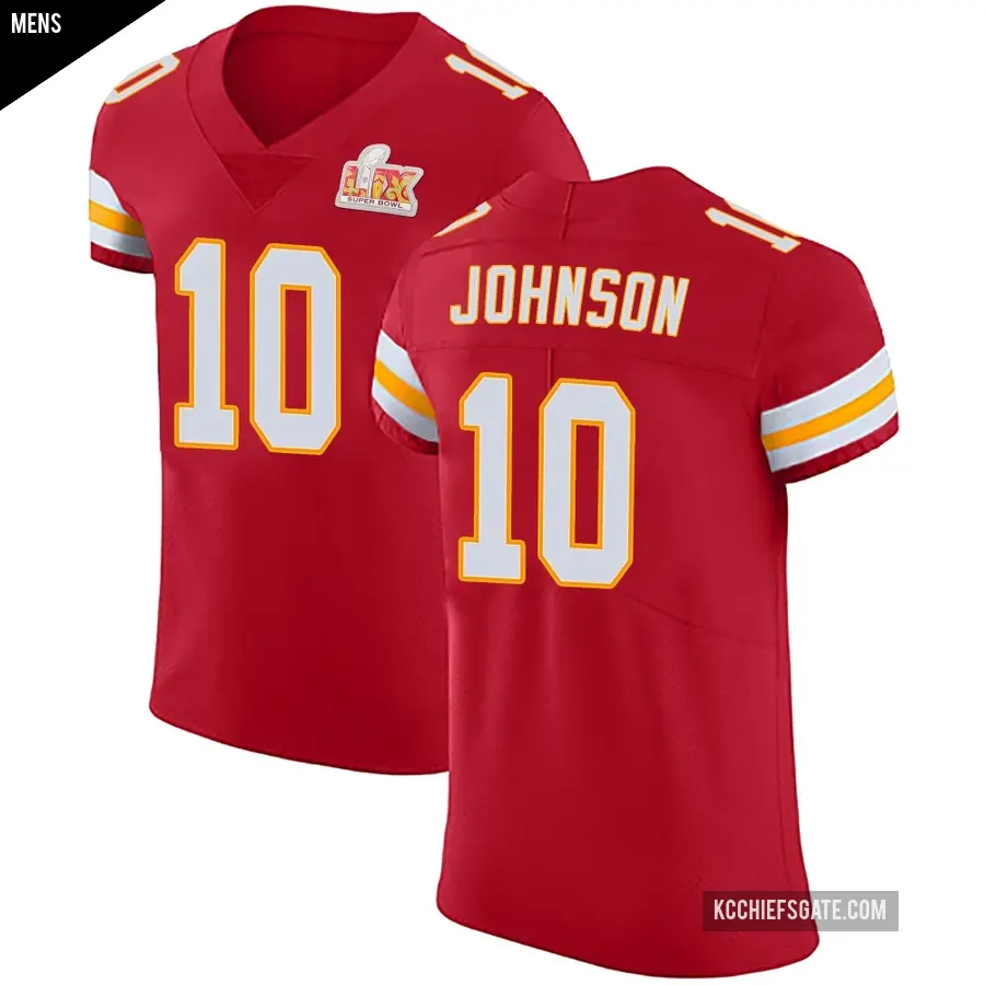 Men's Kansas City Chiefs ＃10 Emmett Johnson Red Elite Team Color Vapor Untouchable Super Bowl LIX Jersey
