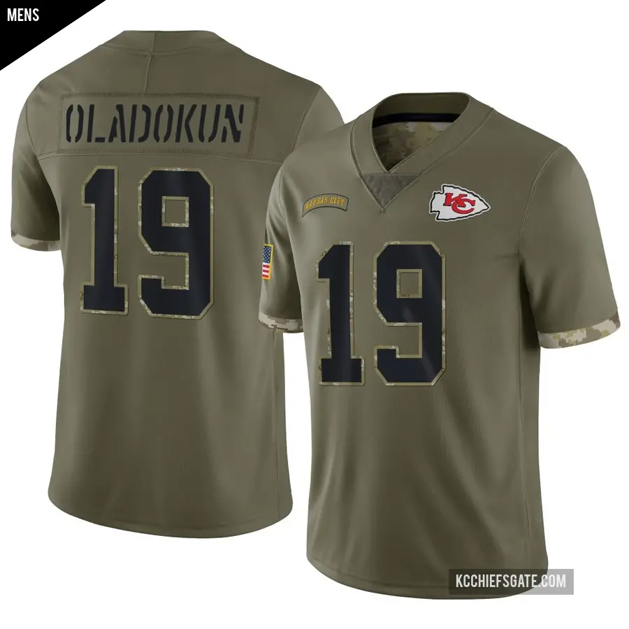 Men's Kansas City Chiefs ＃19 Chris Oladokun Olive Limited 2022 Salute To Service Jersey
