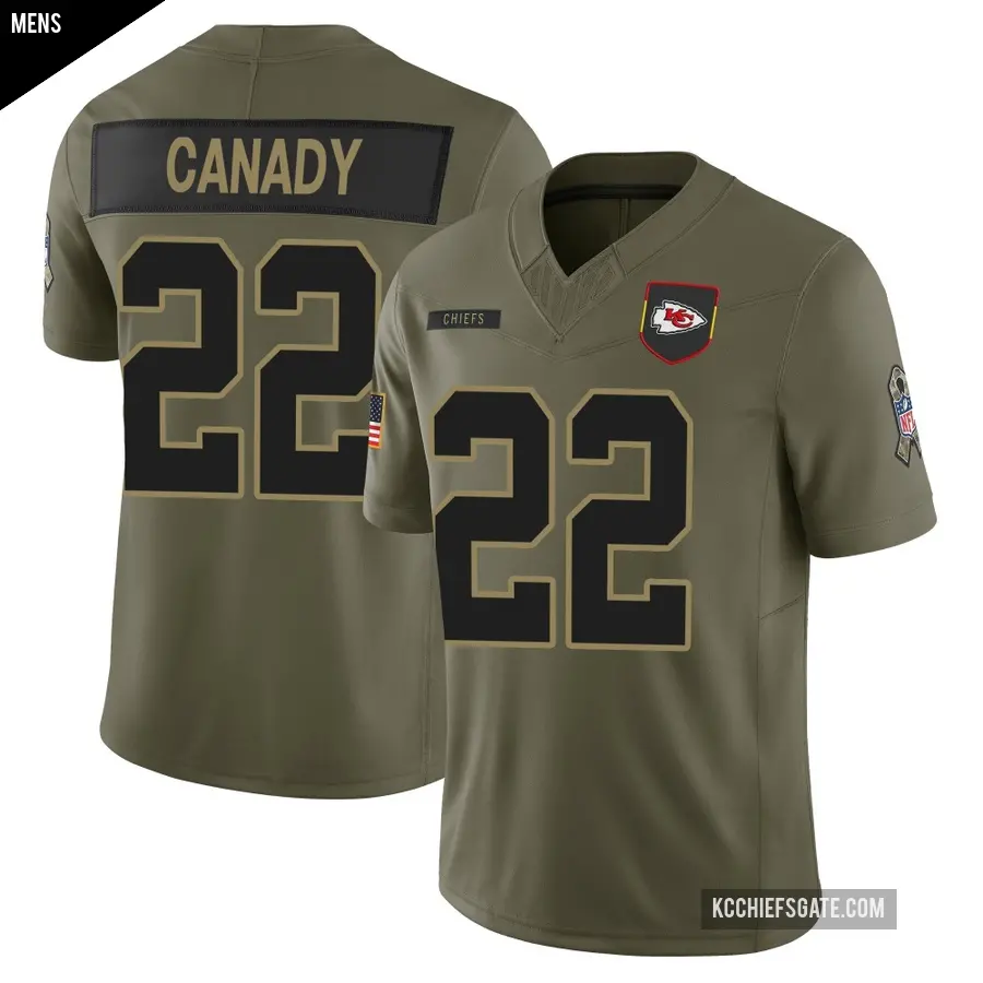 Men's Kansas City Chiefs ＃22 Jadon Canady Olive Limited 2025 Salute to Service Jersey
