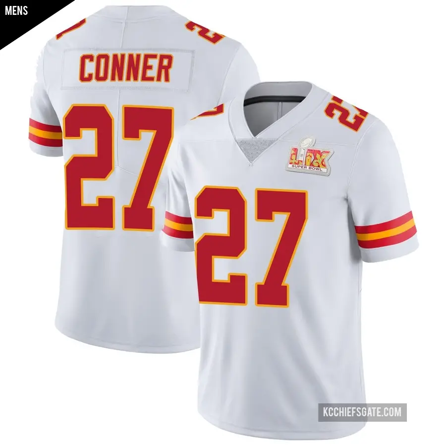 Men's Kansas City Chiefs ＃27 Chamarri Conner White Limited Vapor Untouchable Super Bowl LIX Jersey