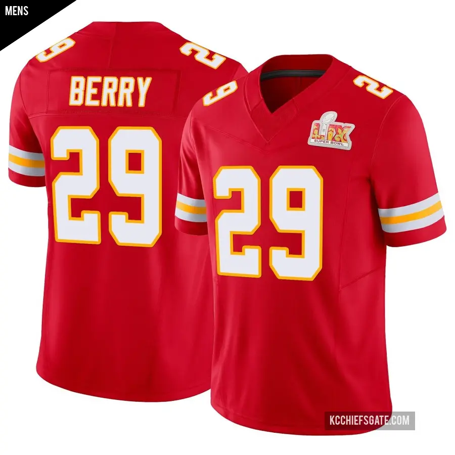 Men's Kansas City Chiefs ＃29 Eric Berry Red Limited Vapor F.U.S.E. Super Bowl LIX Jersey
