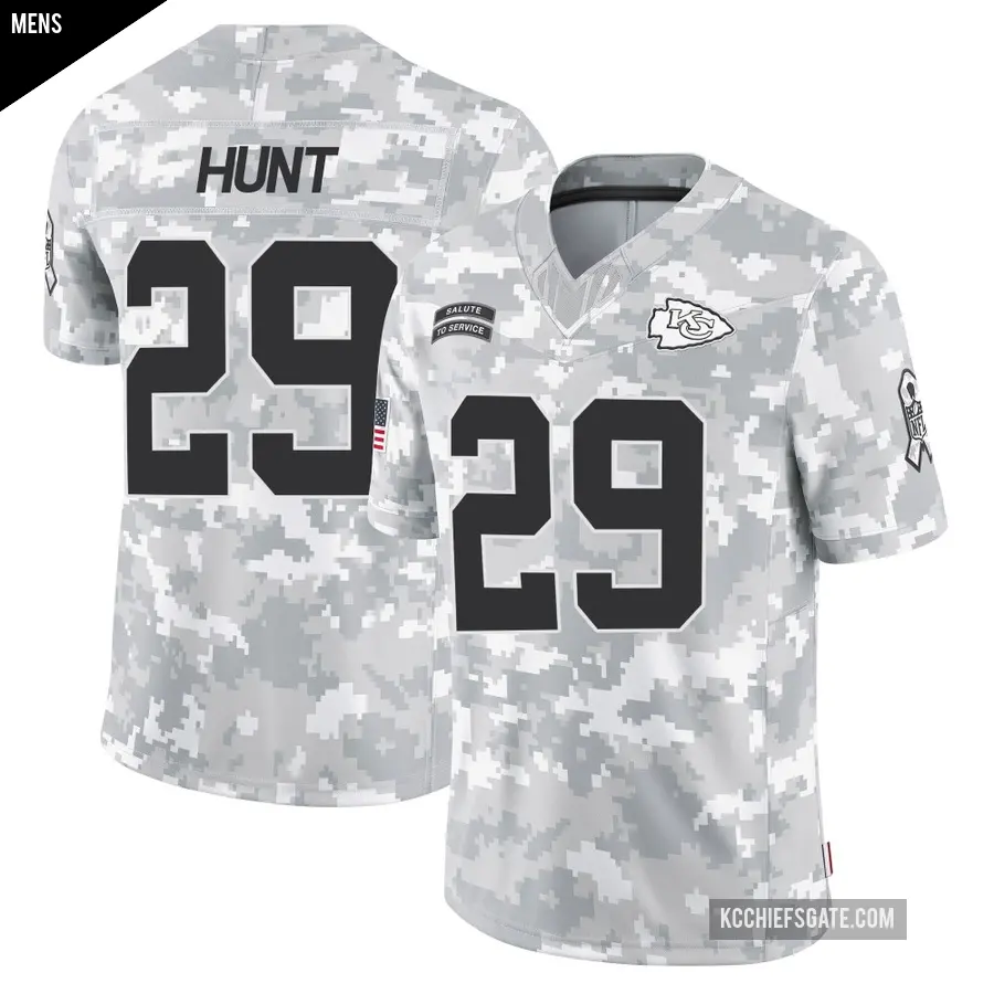 Men's Kansas City Chiefs ＃29 Kareem Hunt Arctic Camo Limited 2024 Salute to Service Jersey