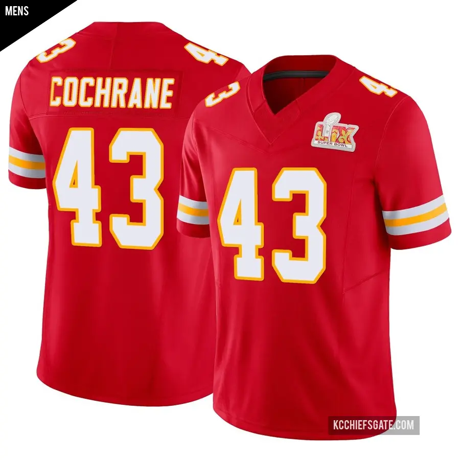 Men's Kansas City Chiefs ＃43 Jack Cochrane Red Limited Vapor F.U.S.E. Super Bowl LIX Jersey