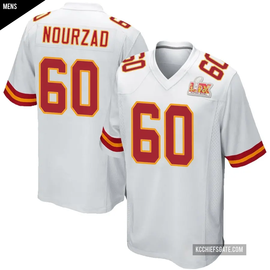 Men's Kansas City Chiefs ＃60 Hunter Nourzad White Game Super Bowl LIX Jersey