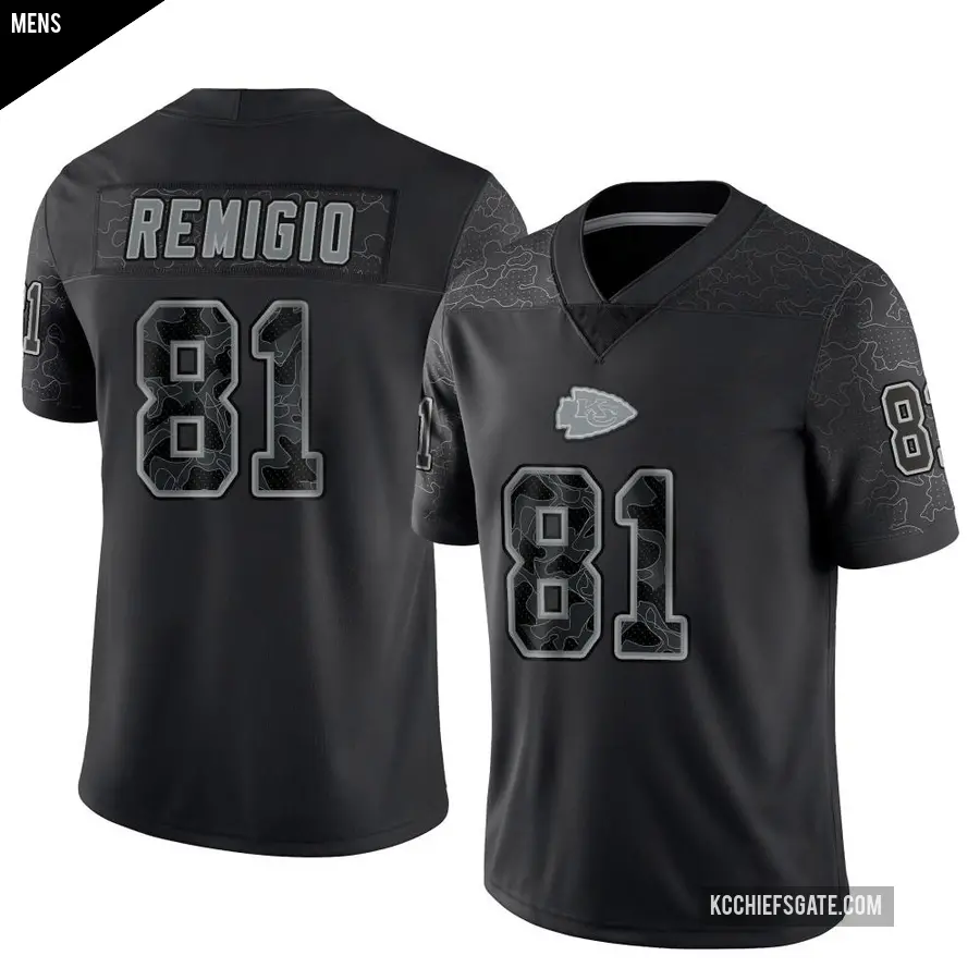 Men's Kansas City Chiefs ＃81 Nikko Remigio Black Limited Reflective Jersey