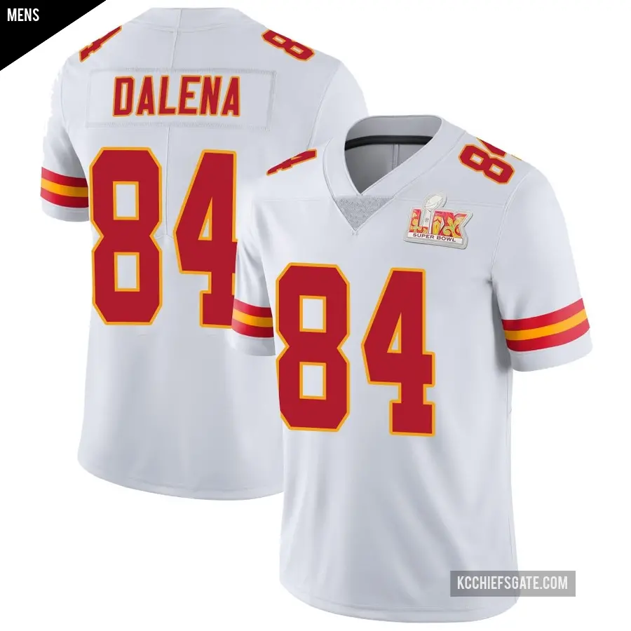 Men's Kansas City Chiefs ＃84 Mac Dalena White Limited Vapor Untouchable Super Bowl LIX Jersey