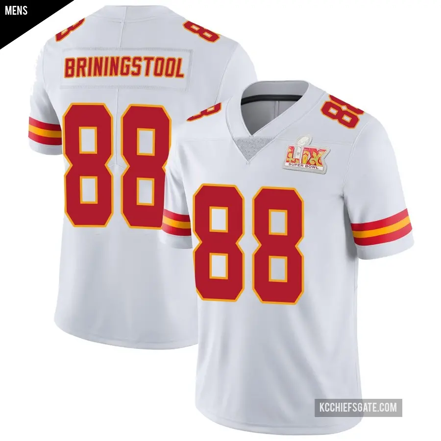 Men's Kansas City Chiefs ＃88 Jake Briningstool White Limited Vapor Untouchable Super Bowl LIX Jersey
