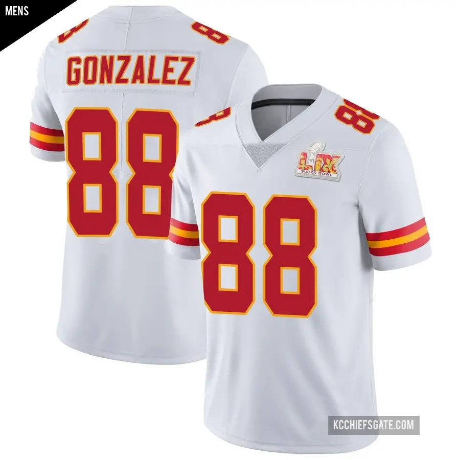 Men's Kansas City Chiefs ＃88 Tony Gonzalez White Limited Vapor Untouchable Super Bowl LIX Jersey