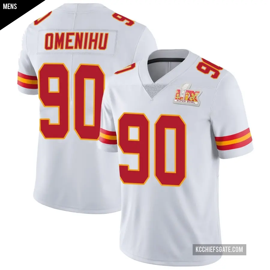 Men's Kansas City Chiefs ＃90 Charles Omenihu White Limited Vapor Untouchable Super Bowl LIX Jersey