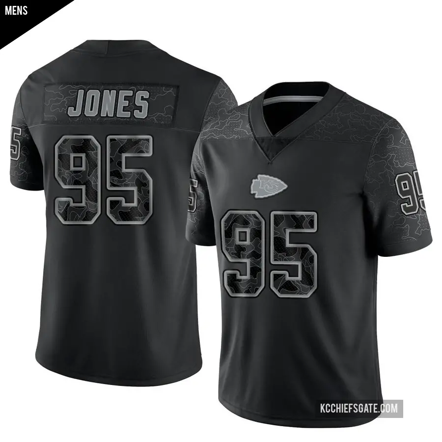 Men's Kansas City Chiefs ＃95 Chris Jones Black Limited Reflective Jersey
