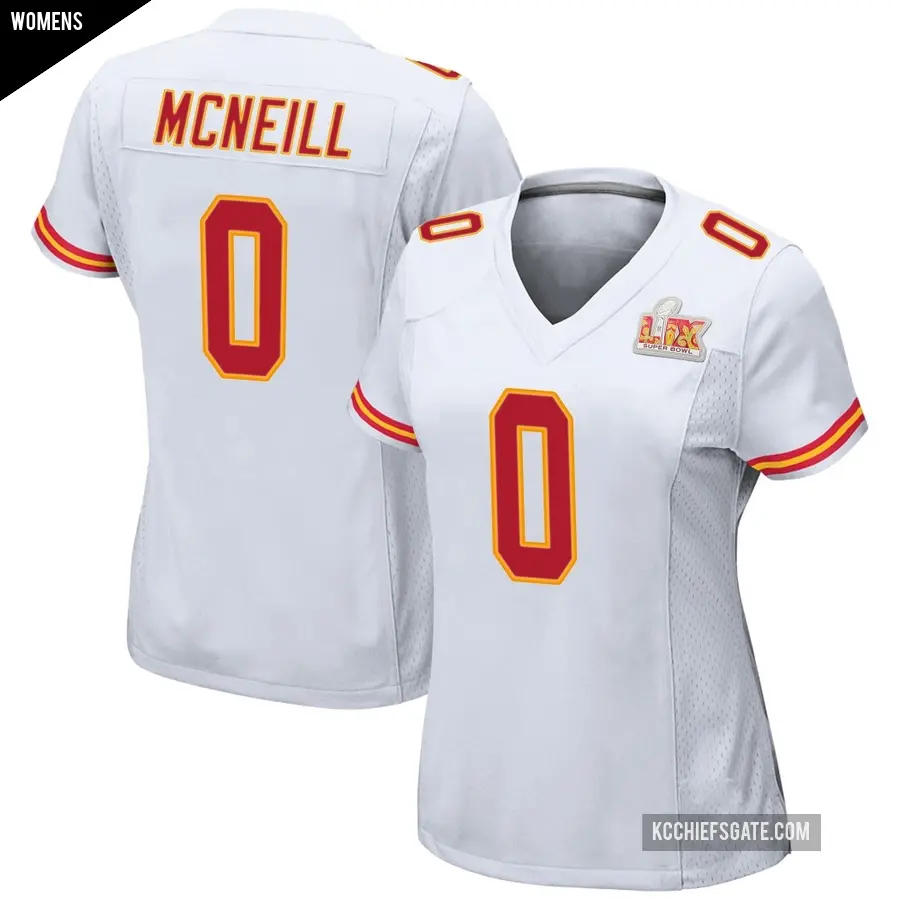 Women's Kansas City Chiefs ＃0 Amari McNeill White Game Super Bowl LIX Jersey