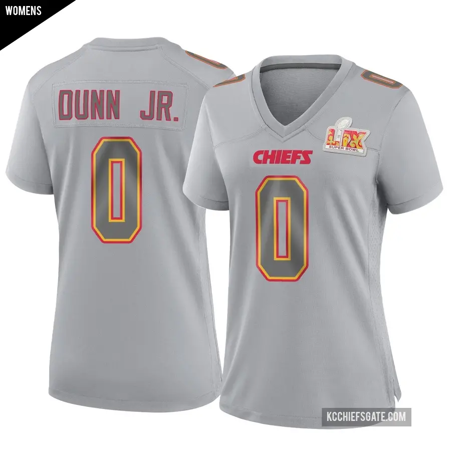 Women's Kansas City Chiefs ＃0 Anthony Dunn Jr. Gray Game Atmosphere Fashion Super Bowl LIX Jersey
