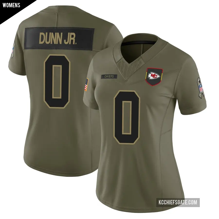 Women's Kansas City Chiefs ＃0 Anthony Dunn Jr. Olive Limited 2025 Salute to Service Jersey