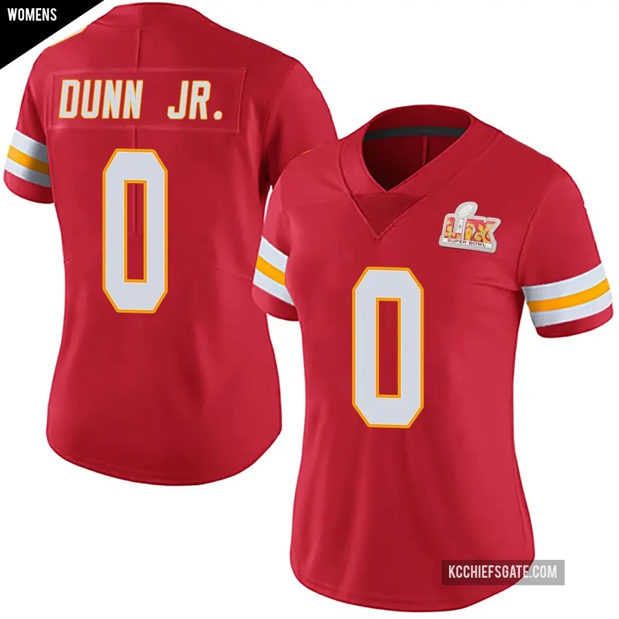 Women's Kansas City Chiefs ＃0 Anthony Dunn Jr. Red Limited Team Color Vapor Untouchable Super Bowl LIX Jersey