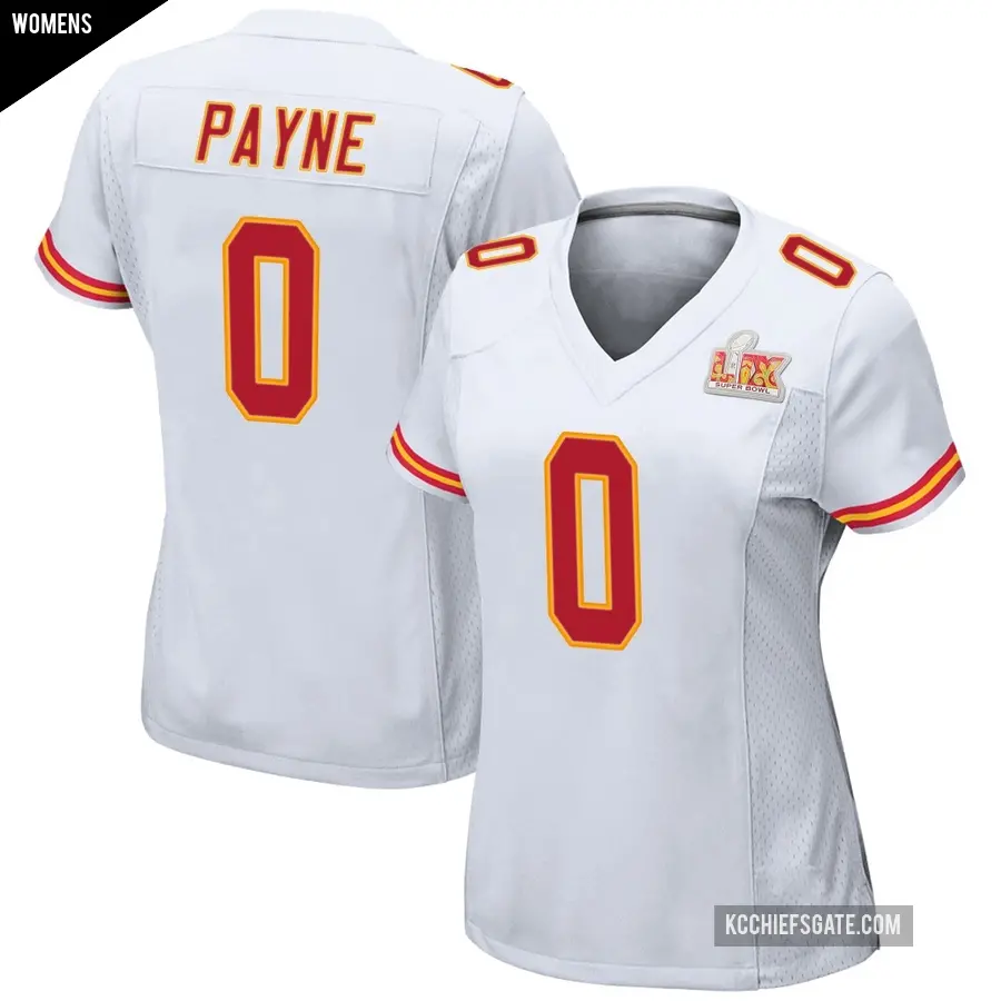 Women's Kansas City Chiefs ＃0 Damon Payne White Game Super Bowl LIX Jersey