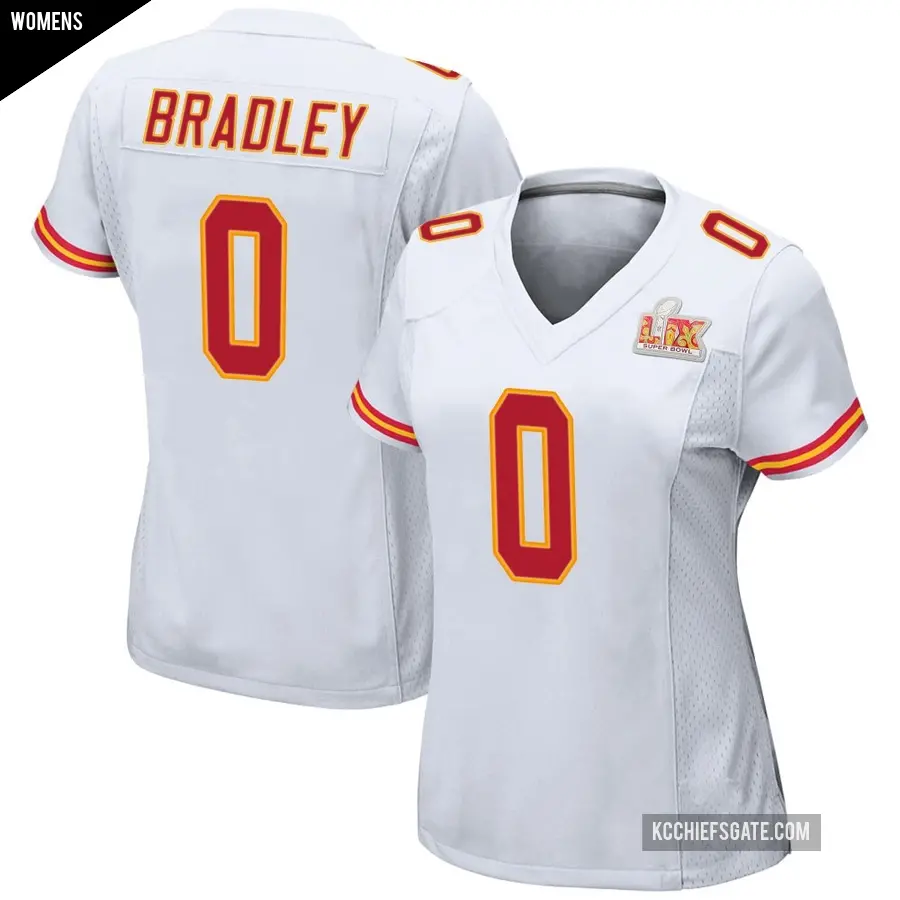 Women's Kansas City Chiefs ＃0 Shaun Bradley White Game Super Bowl LIX Jersey