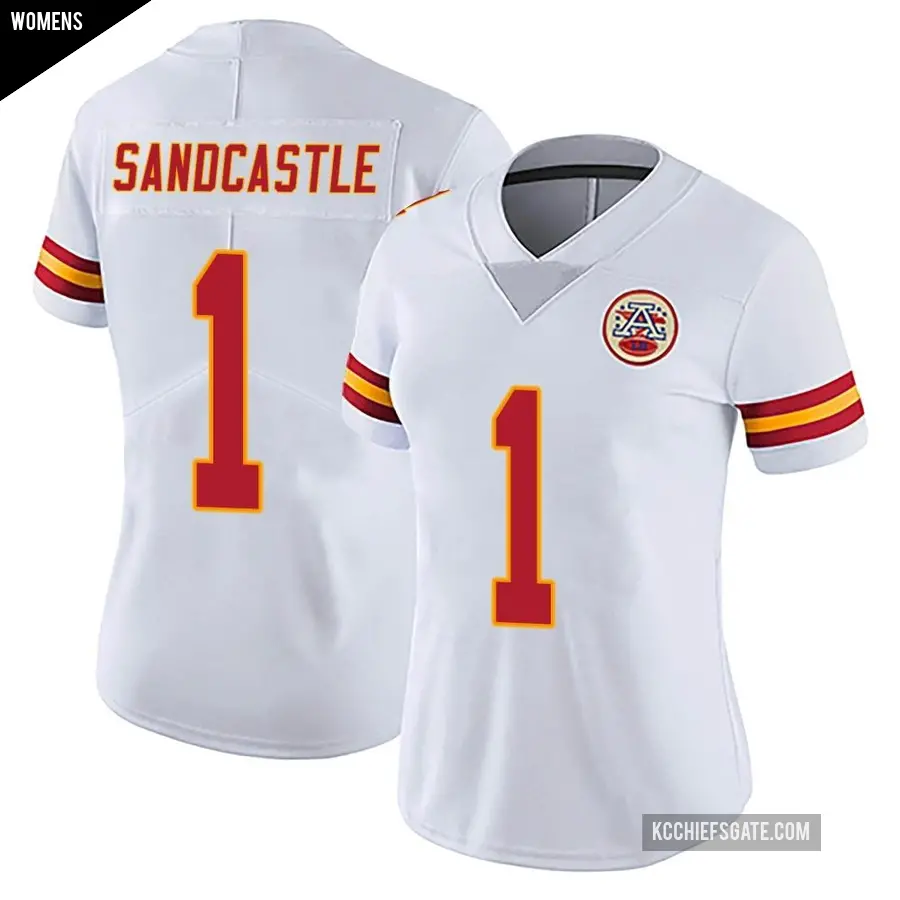 Women's Kansas City Chiefs ＃1 Leon Sandcastle White Limited Vapor Untouchable Jersey