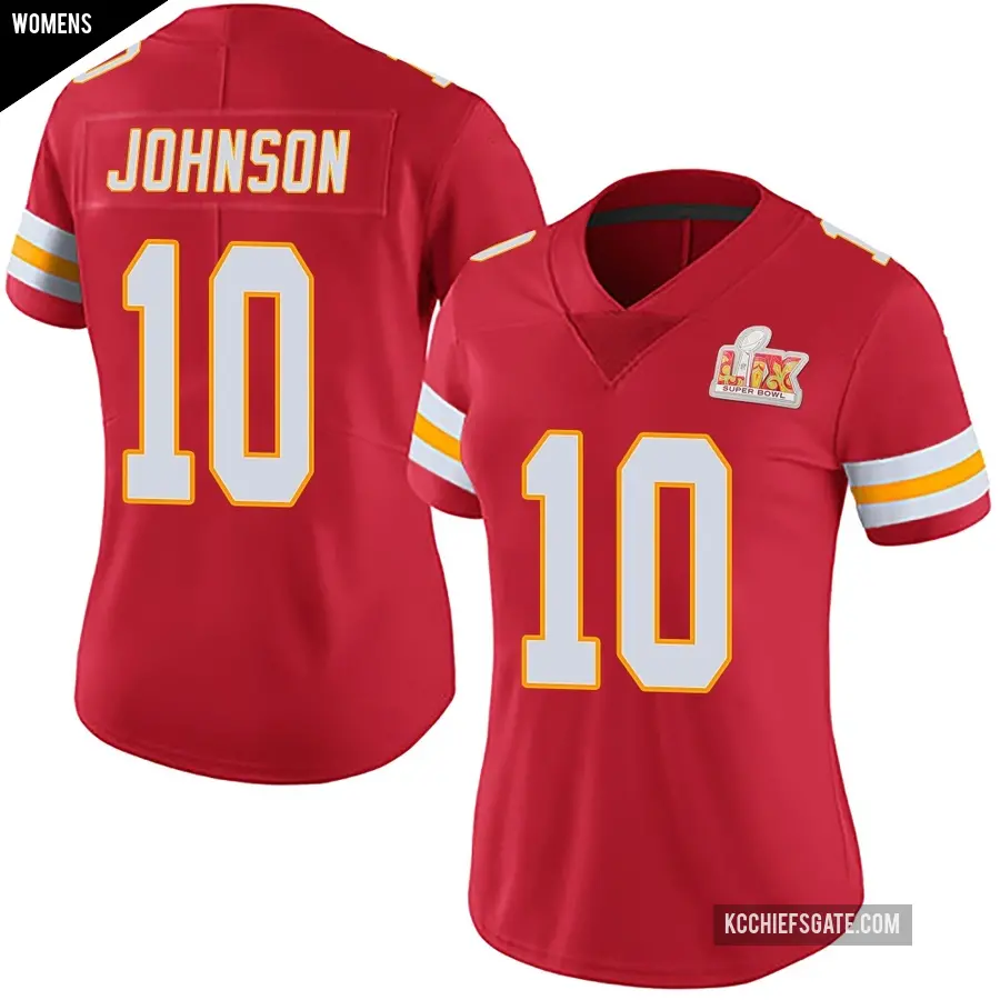 Women's Kansas City Chiefs ＃10 Emmett Johnson Red Limited Team Color Vapor Untouchable Super Bowl LIX Jersey