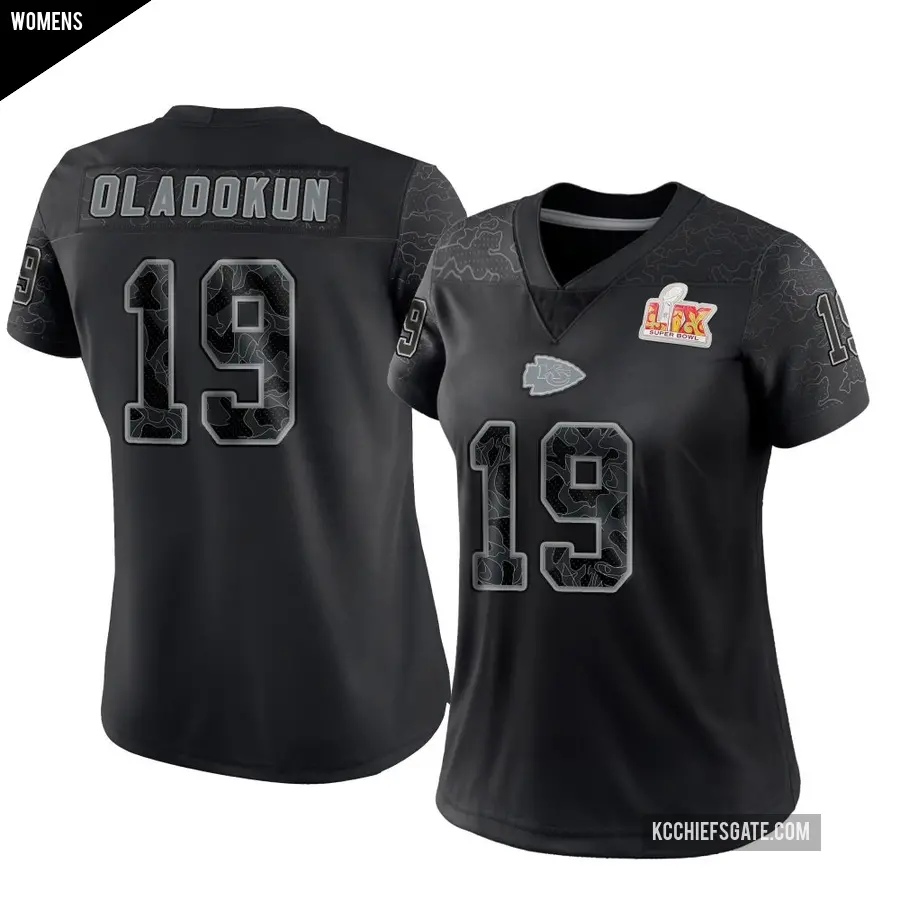 Women's Kansas City Chiefs ＃19 Chris Oladokun Black Limited Reflective Super Bowl LIX Jersey