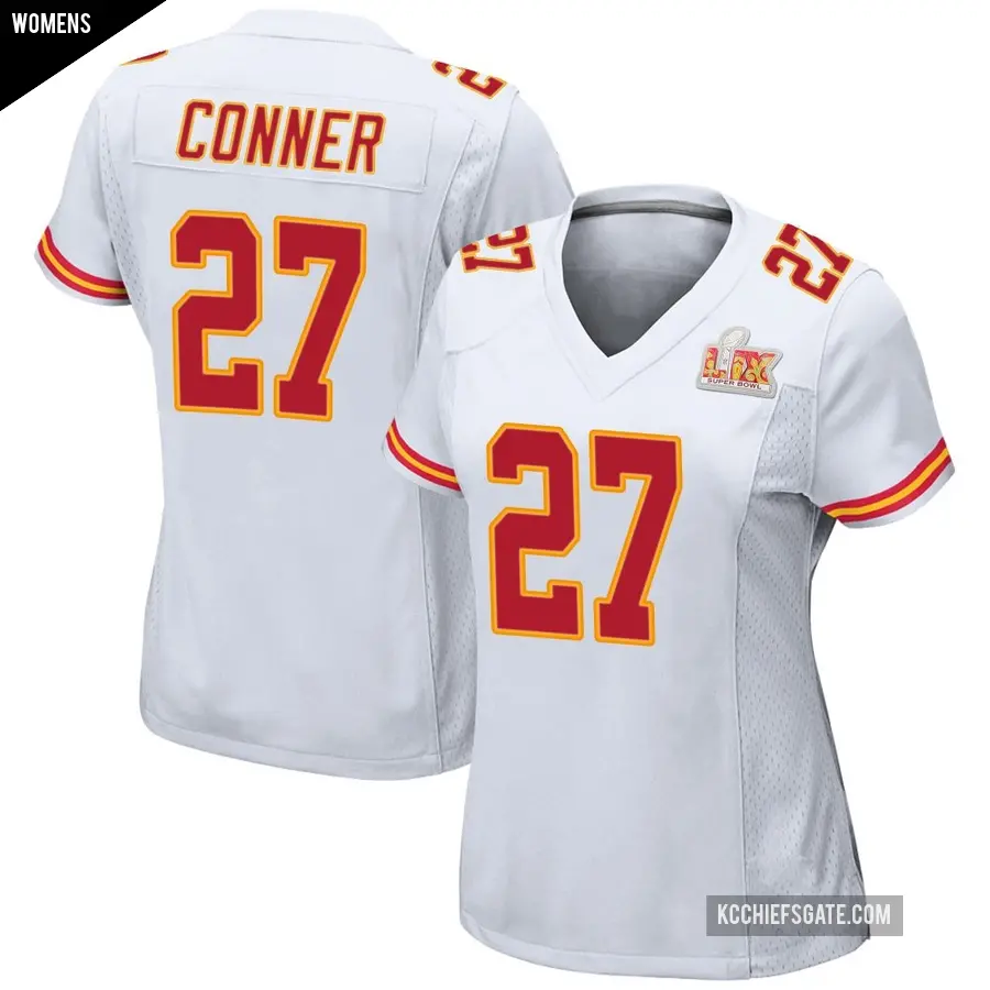 Women's Kansas City Chiefs ＃27 Chamarri Conner White Game Super Bowl LIX Jersey