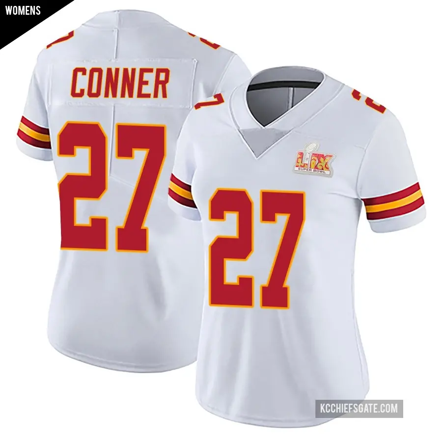 Women's Kansas City Chiefs ＃27 Chamarri Conner White Limited Vapor Untouchable Super Bowl LIX Jersey
