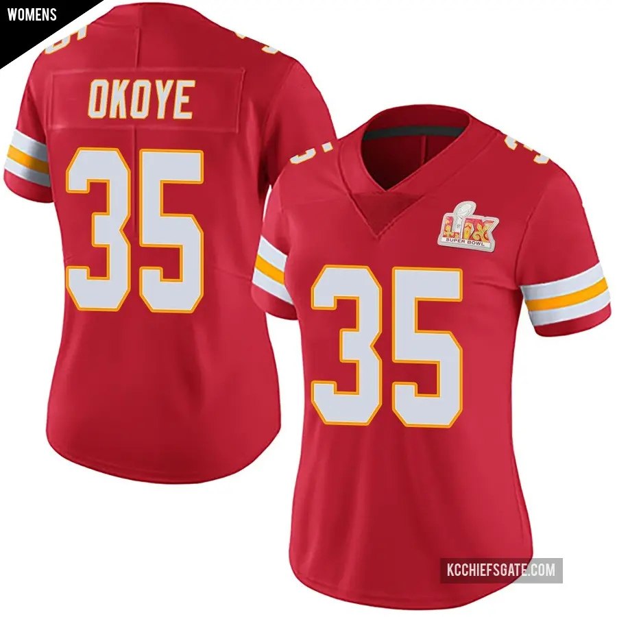 Women's Kansas City Chiefs ＃35 Christian Okoye Red Limited Team Color Vapor Untouchable Super Bowl LIX Jersey