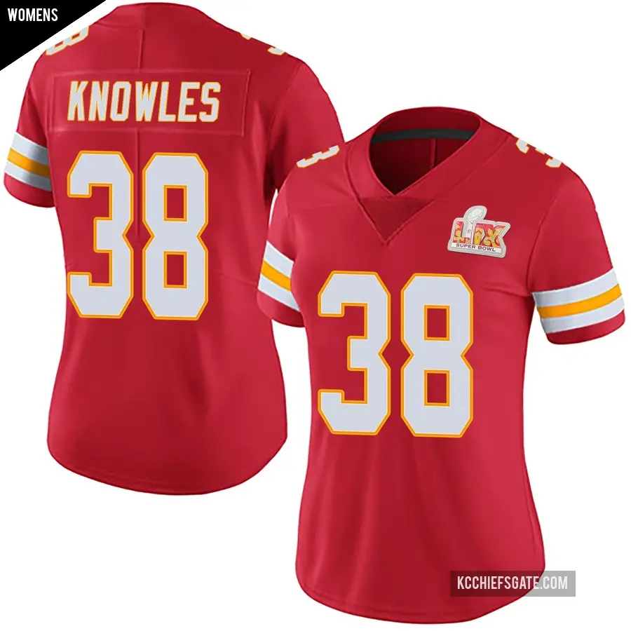Women's Kansas City Chiefs ＃38 Kevin Knowles Red Limited Team Color Vapor Untouchable Super Bowl LIX Jersey
