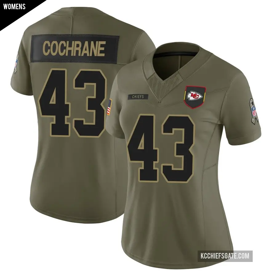 Women's Kansas City Chiefs ＃43 Jack Cochrane Olive Limited 2025 Salute to Service Jersey