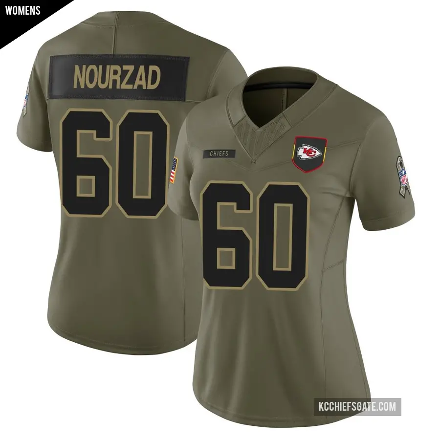 Women's Kansas City Chiefs ＃60 Hunter Nourzad Olive Limited 2025 Salute to Service Jersey