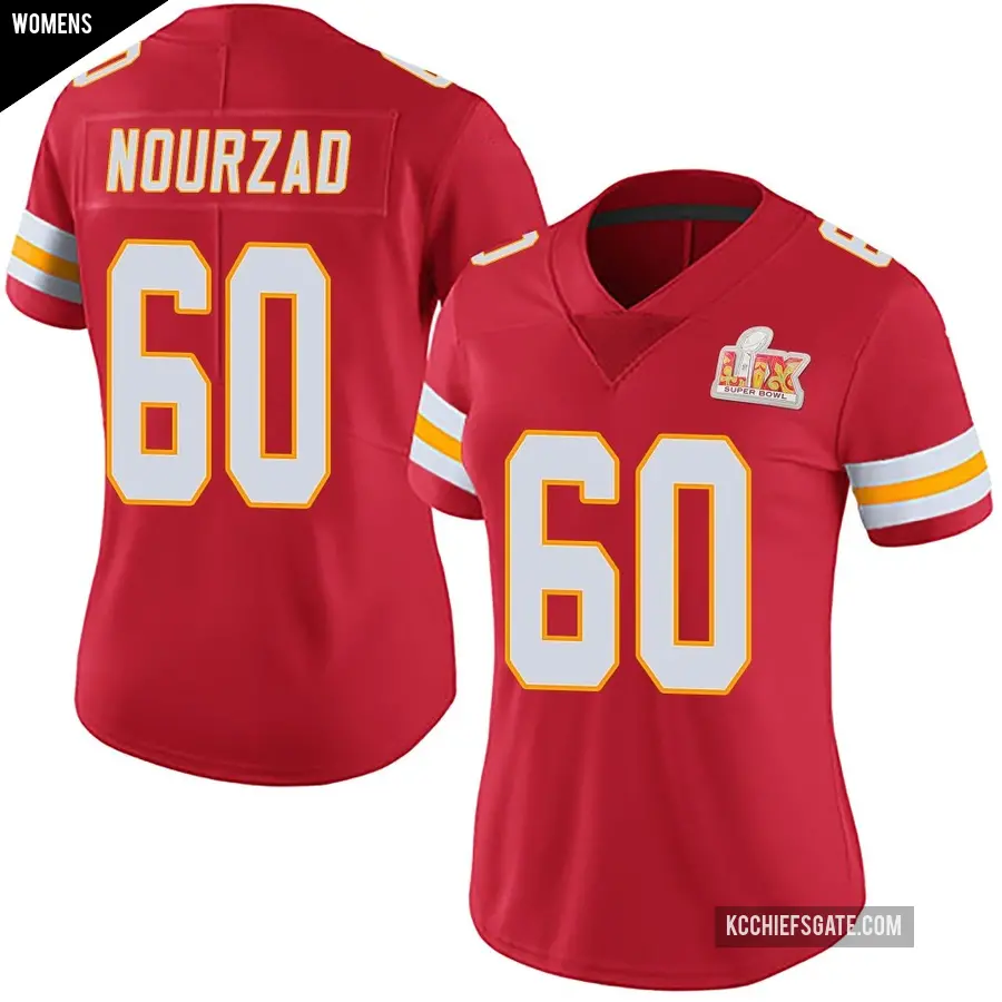 Women's Kansas City Chiefs ＃60 Hunter Nourzad Red Limited Team Color Vapor Untouchable Super Bowl LIX Jersey