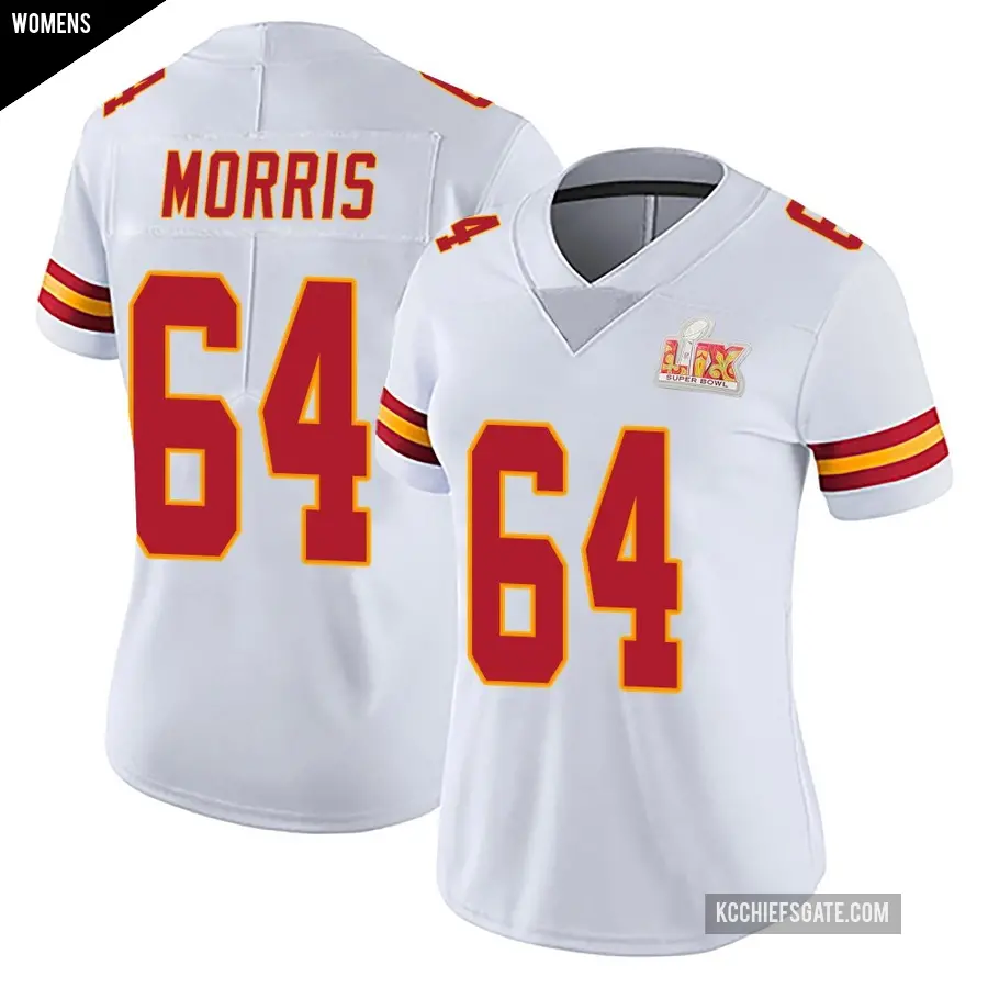 Women's Kansas City Chiefs ＃64 Wanya Morris White Limited Vapor Untouchable Super Bowl LIX Jersey