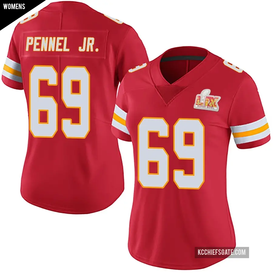Women's Kansas City Chiefs ＃69 Mike Pennel Jr. Red Limited Team Color Vapor Untouchable Super Bowl LIX Jersey