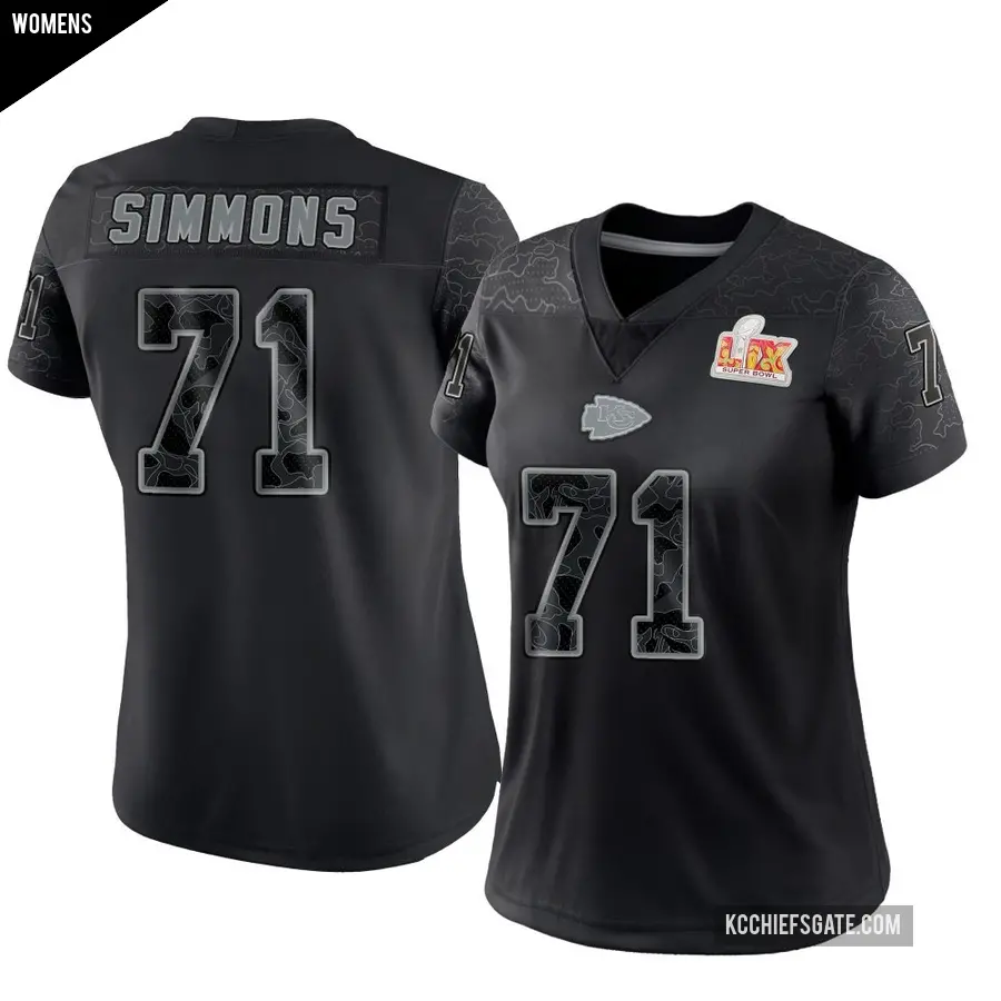 Women's Kansas City Chiefs ＃71 Josh Simmons Black Limited Reflective Super Bowl LIX Jersey