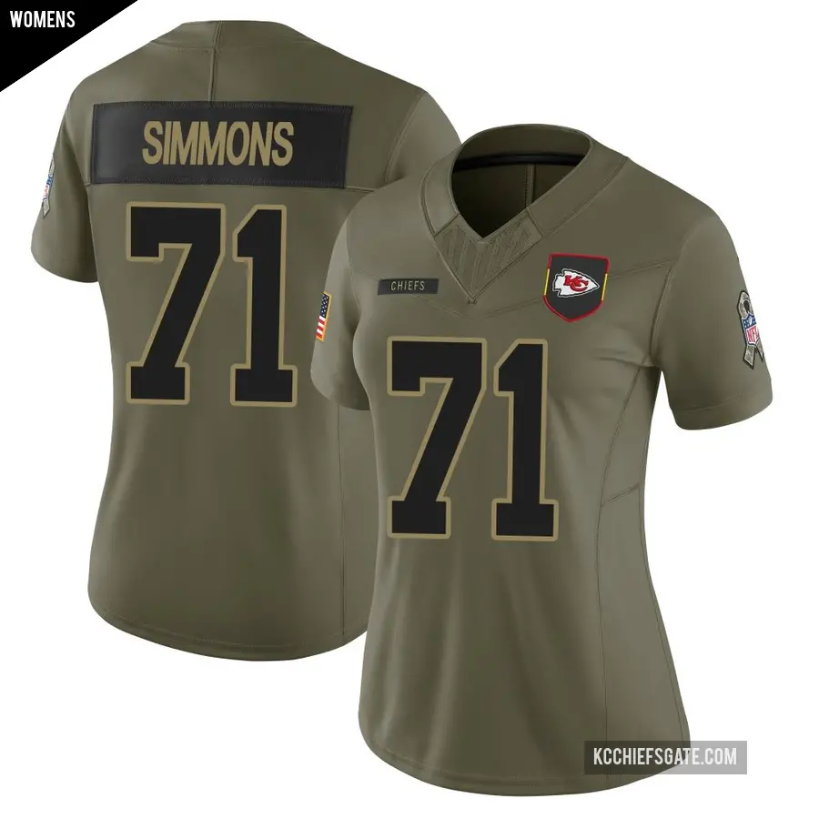 Women's Kansas City Chiefs ＃71 Josh Simmons Olive Limited 2025 Salute to Service Jersey