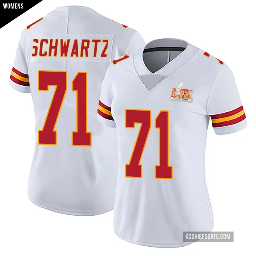 Women's Kansas City Chiefs ＃71 Mitchell Schwartz White Limited Vapor Untouchable Super Bowl LIX Jersey