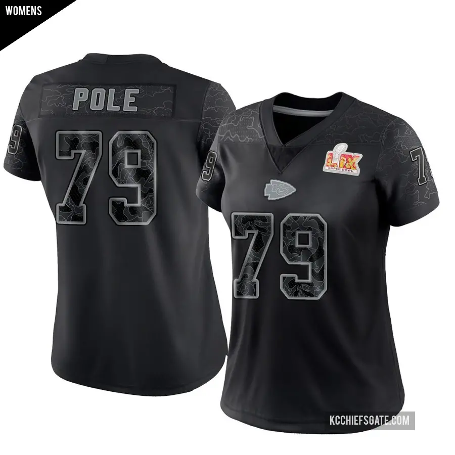 Women's Kansas City Chiefs ＃79 Esa Pole Black Limited Reflective Super Bowl LIX Jersey