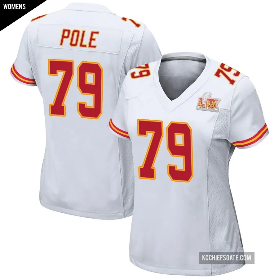 Women's Kansas City Chiefs ＃79 Esa Pole White Game Super Bowl LIX Jersey