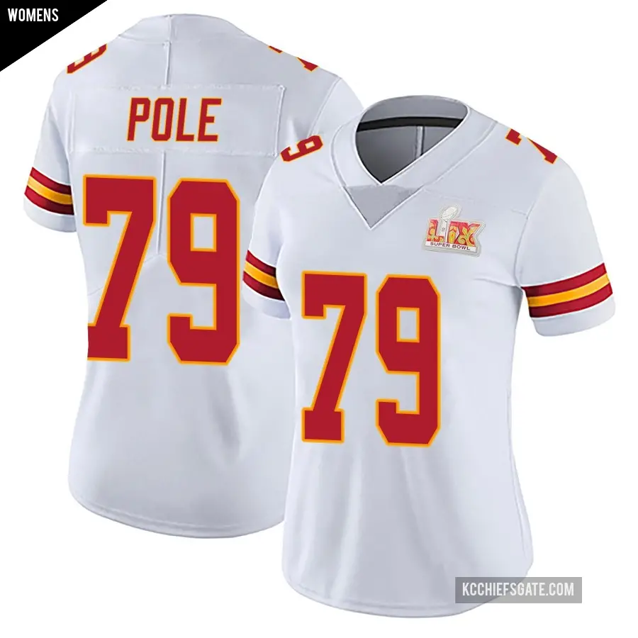 Women's Kansas City Chiefs ＃79 Esa Pole White Limited Vapor Untouchable Super Bowl LIX Jersey