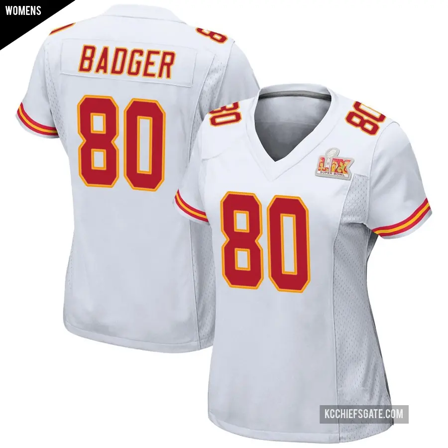 Women's Kansas City Chiefs ＃80 Elijhah Badger White Game Super Bowl LIX Jersey