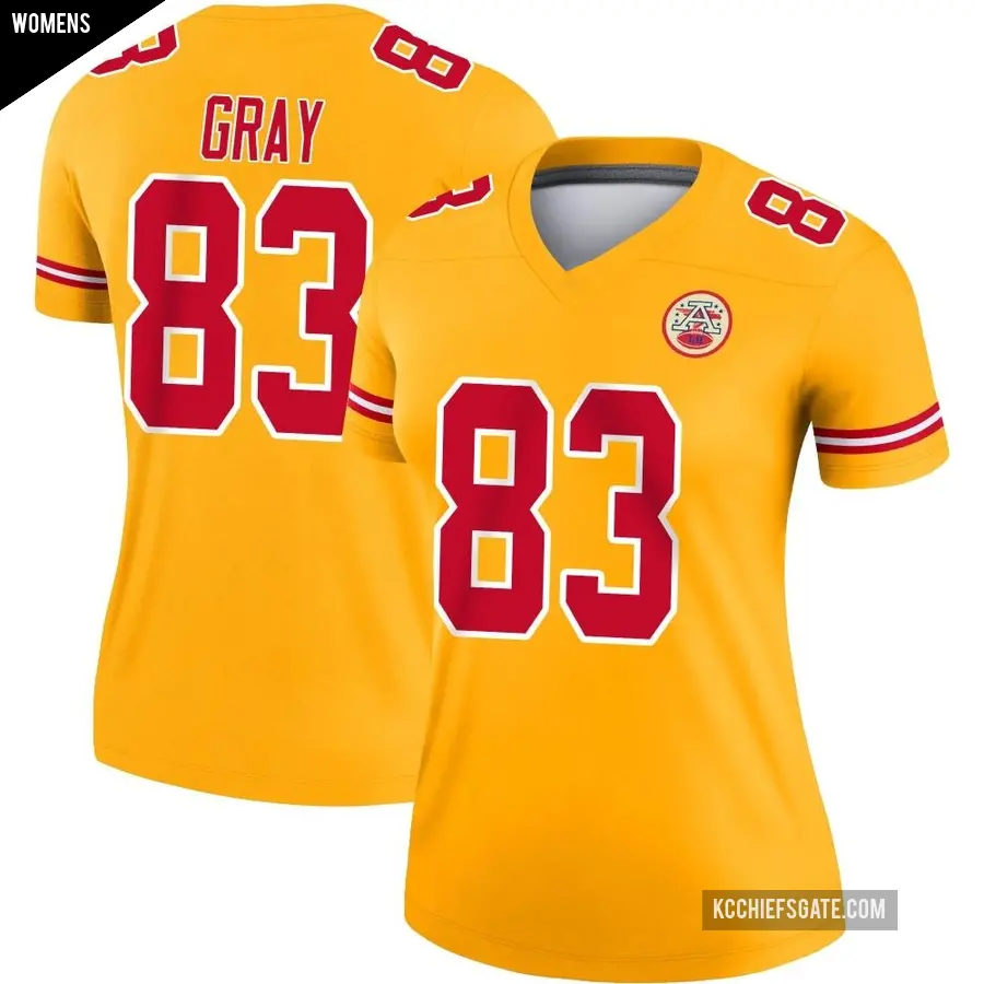 Women's Kansas City Chiefs ＃83 Noah Gray Gold Legend Inverted Jersey