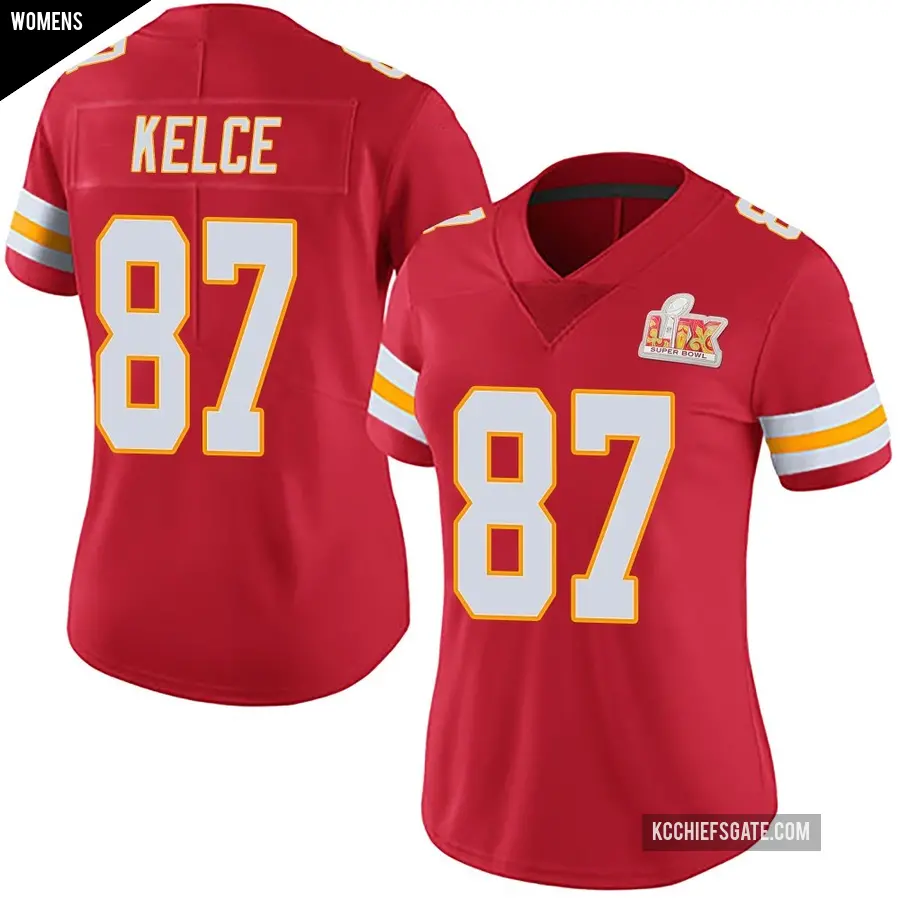 Women's Kansas City Chiefs ＃87 Travis Kelce Red Limited Team Color Vapor Untouchable Super Bowl LIX Jersey