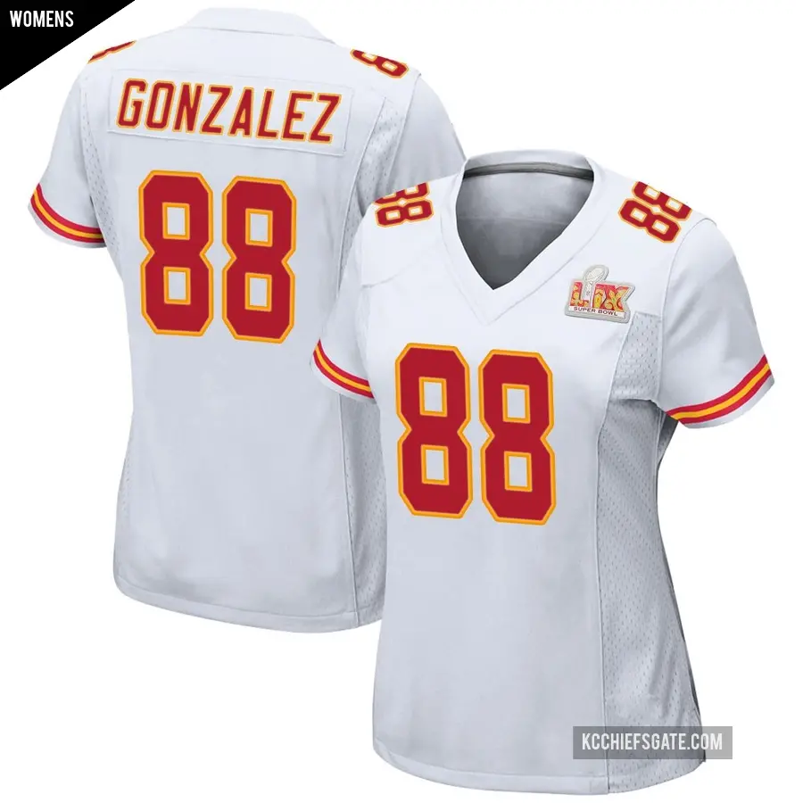 Women's Kansas City Chiefs ＃88 Tony Gonzalez White Game Super Bowl LIX Jersey