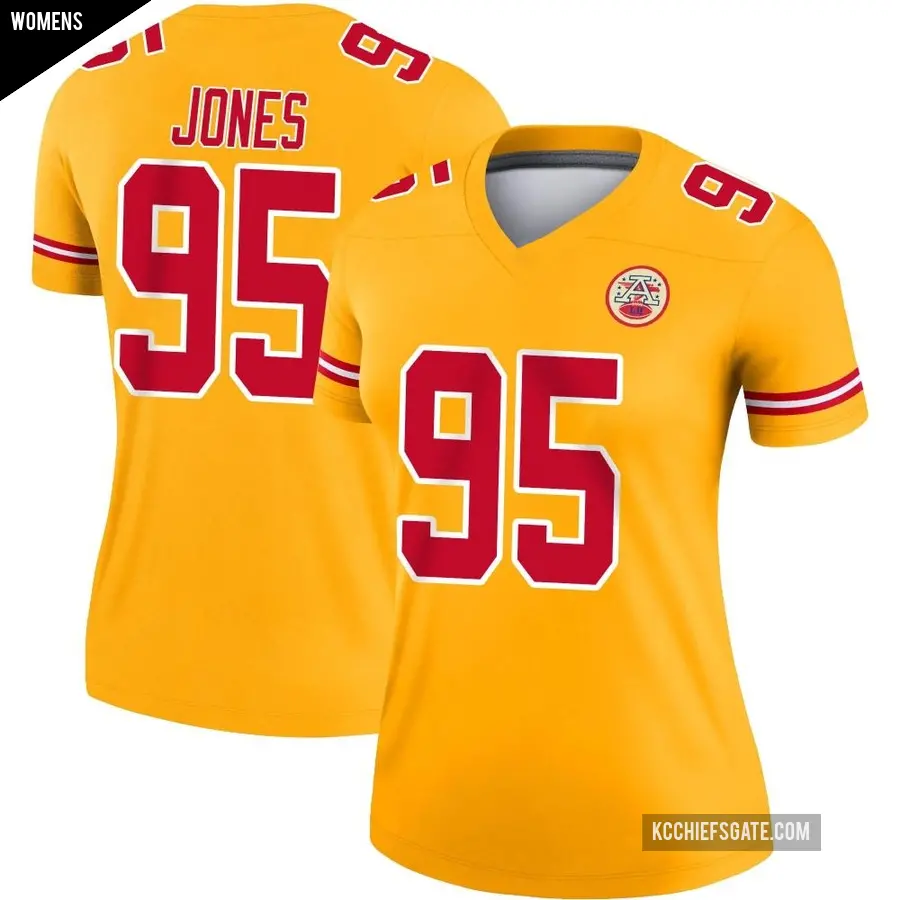 Women's Kansas City Chiefs ＃95 Chris Jones Gold Legend Inverted Jersey