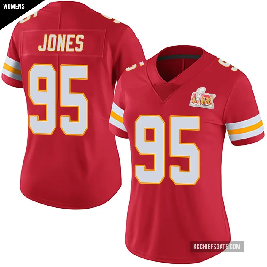 Women's Kansas City Chiefs ＃95 Chris Jones Red Limited Team Color Vapor Untouchable Super Bowl LIX Jersey