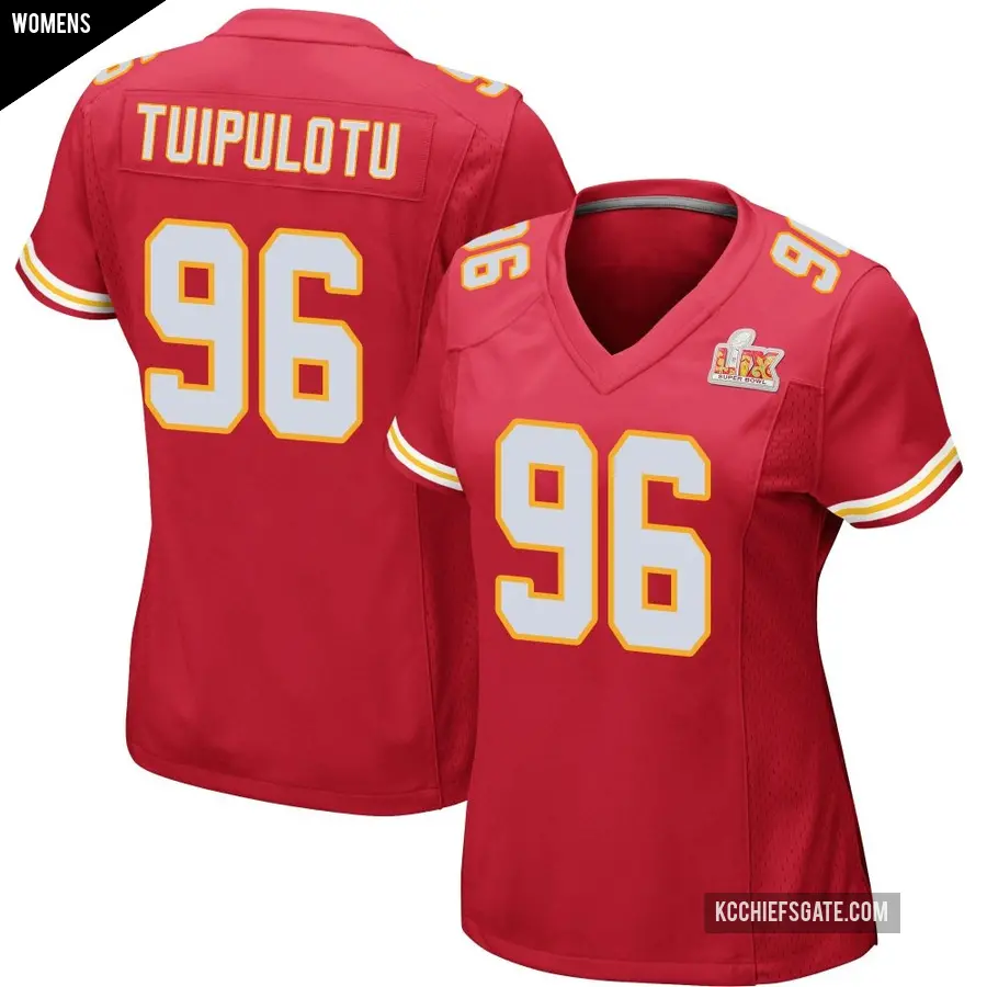Women's Kansas City Chiefs ＃96 Marlon Tuipulotu Red Game Team Color Super Bowl LIX Jersey