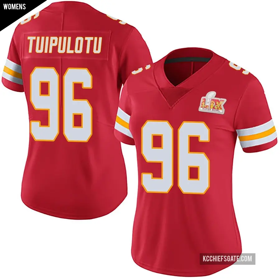 Women's Kansas City Chiefs ＃96 Marlon Tuipulotu Red Limited Team Color Vapor Untouchable Super Bowl LIX Jersey