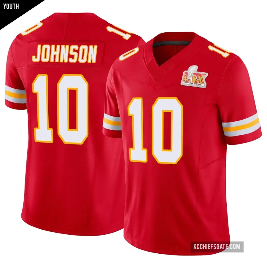 Youth Kansas City Chiefs ＃10 Emmett Johnson Red Limited Vapor F.U.S.E. Super Bowl LIX Jersey