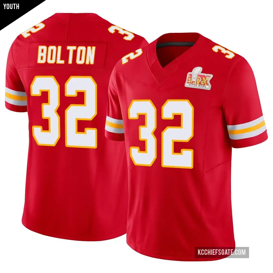 Youth Kansas City Chiefs ＃32 Nick Bolton Red Limited Vapor F.U.S.E. Super Bowl LIX Jersey